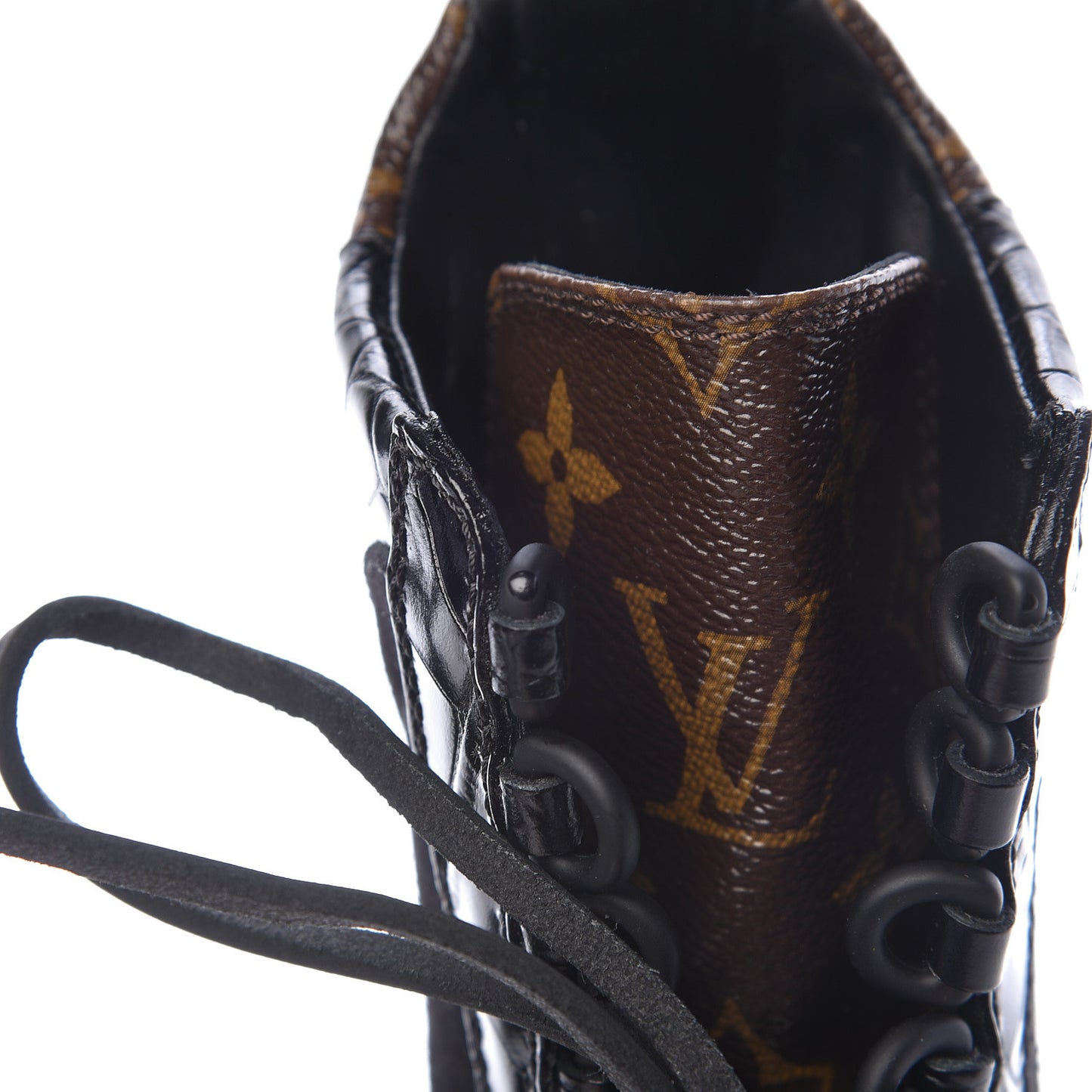 Suede Calfskin Monogram Laureate Platform Desert Boots 36 Black