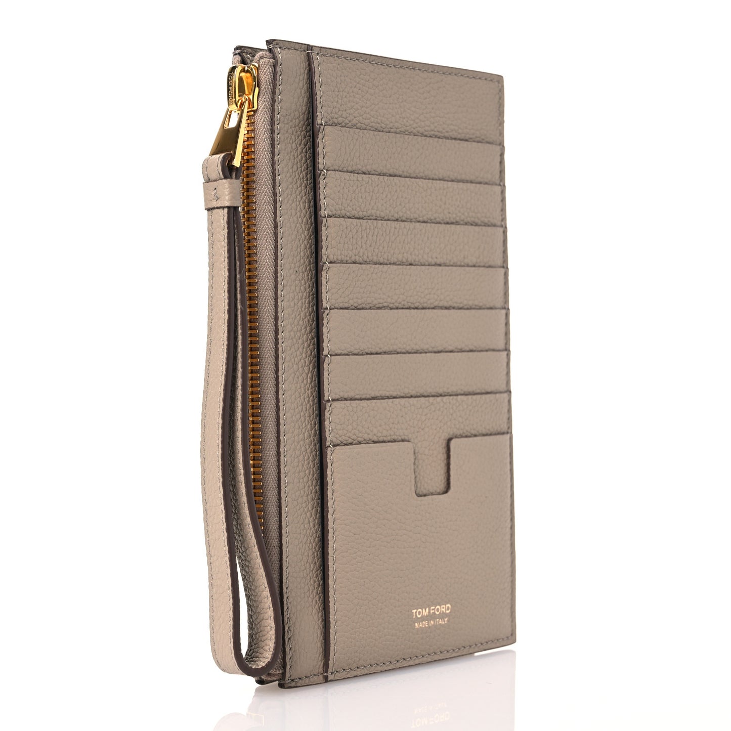Grained Calfskin TF Wristlet Wallet Silk Taupe