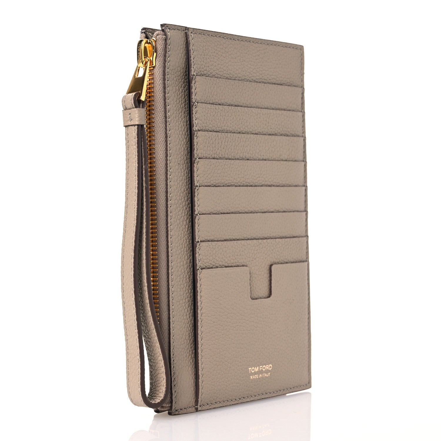 Tom Ford Grained Calfskin TF Wristlet Wallet Silk Taupe 3 of 10