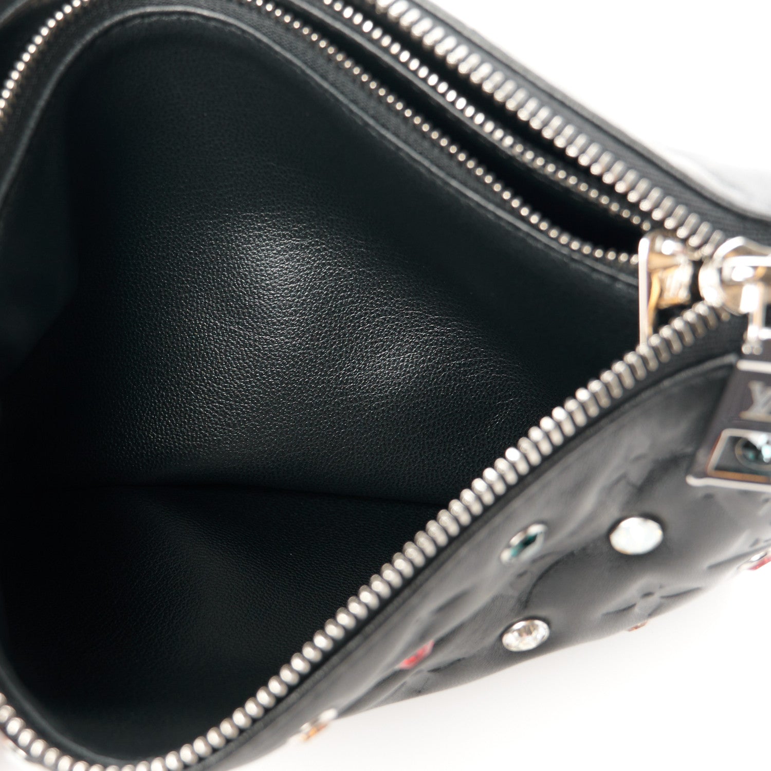 Louis Vuitton Lambskin Monogram Crystal Embossed Embellished Coussin BB Black 7 of 13