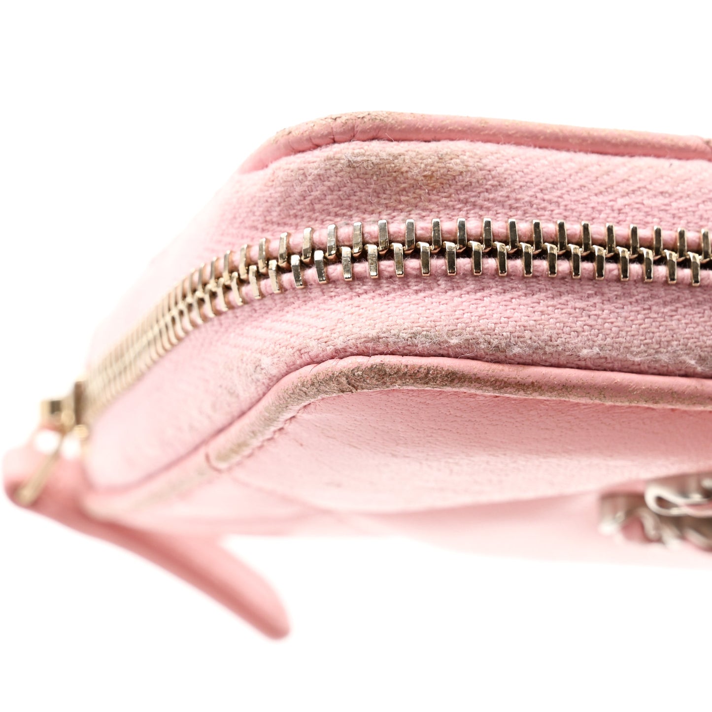 Lambskin Quilted Chanel 19 Zip Around Coin Purse Wallet Light Pink