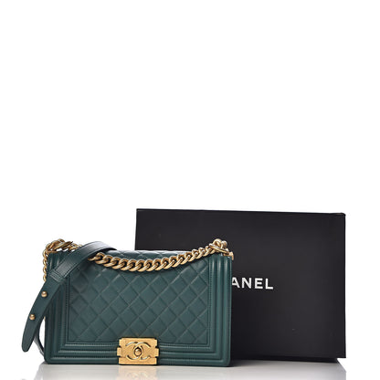 Chanel Caviar Quilted Medium Boy Flap Green 15 of 15
