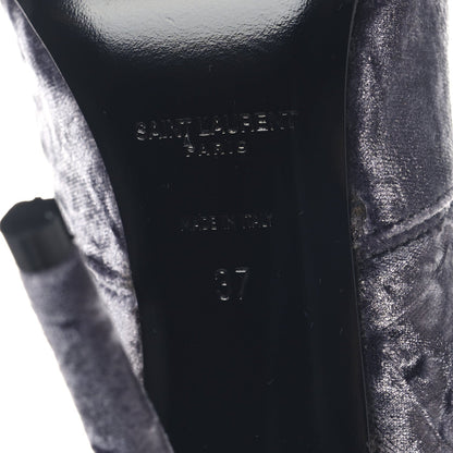 Saint Laurent Velvet Ella Knee High Boots 37 Cool Grey 6 of 7