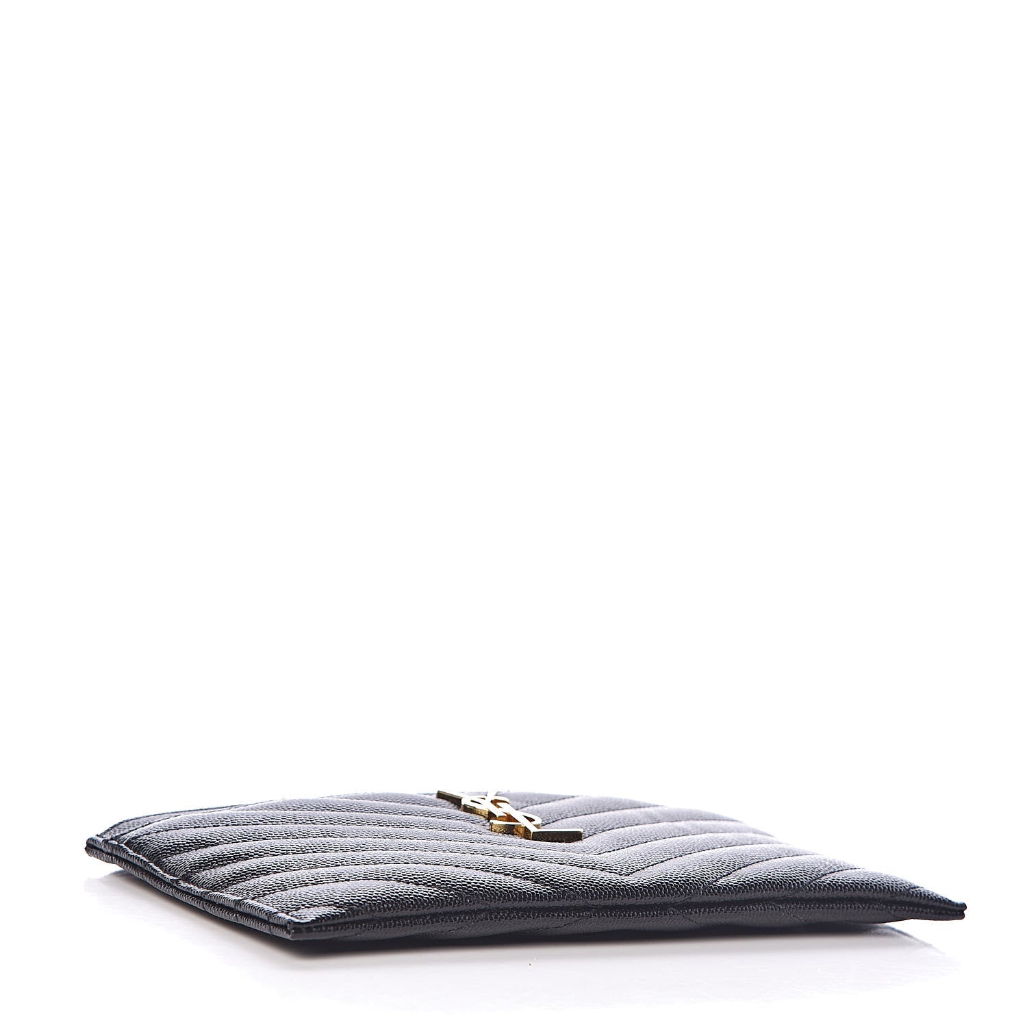 Saint Laurent Grain De Poudre Chevron Monogram Bill Pouch Black 4 of 9