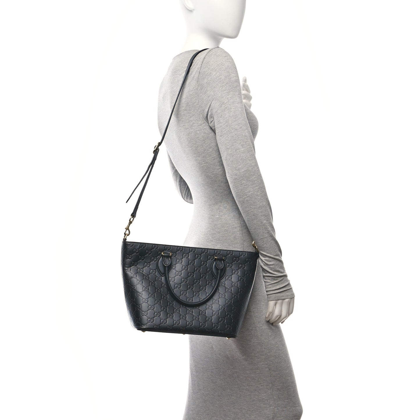 Guccissima Small Zippered Bucket Tote Black