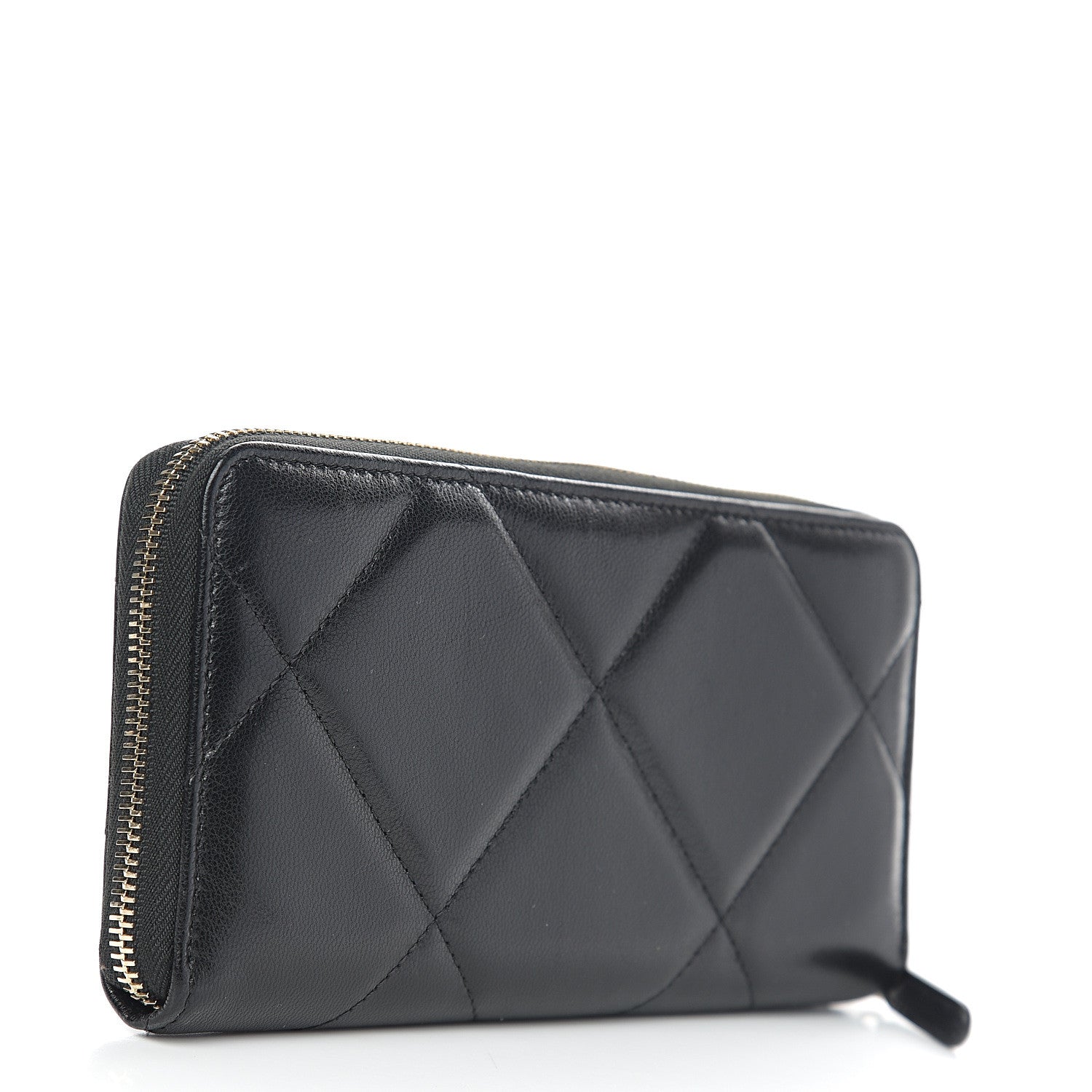Chanel Lambskin Quilted 19 Long Zipped Around Wallet Black 2 of 7