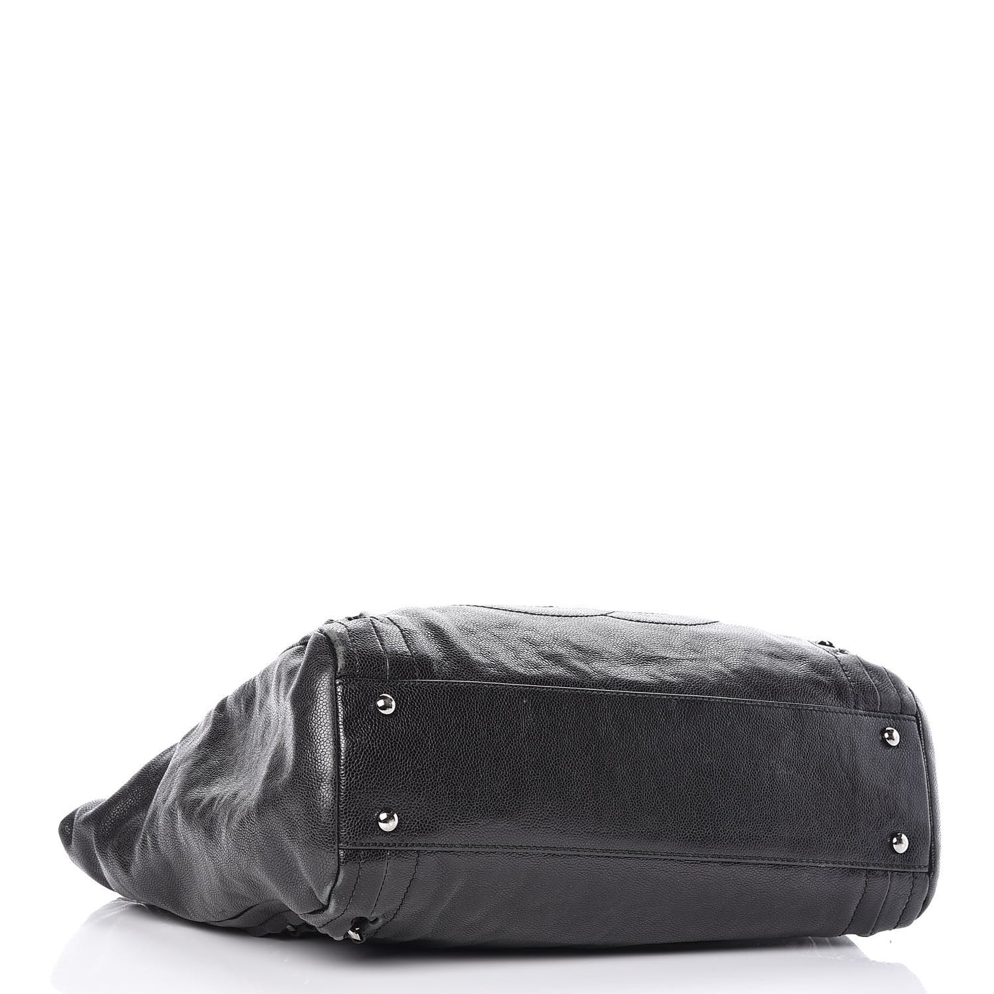 Glazed Caviar Modern Chain Tote Black