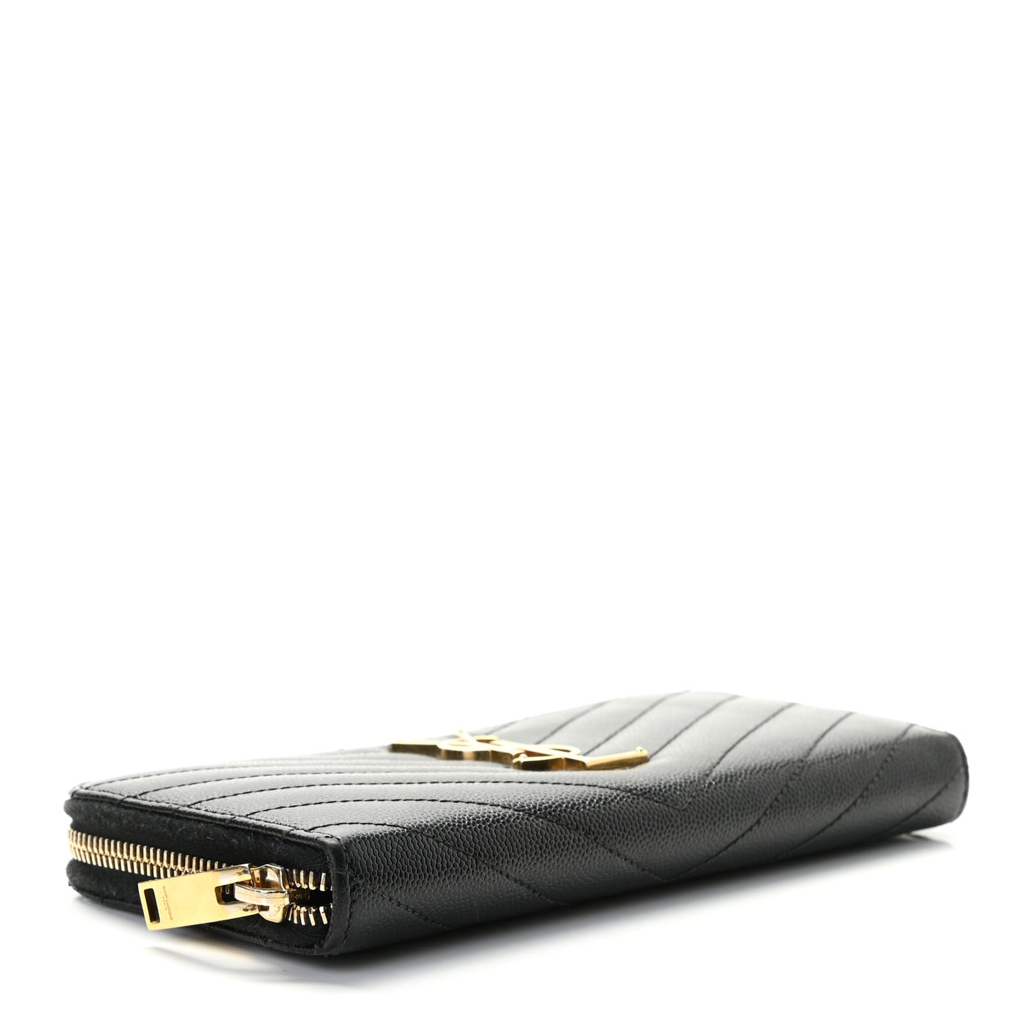 Grain De Poudre Matelasse Chevron Monogram Zip Around Wallet Black