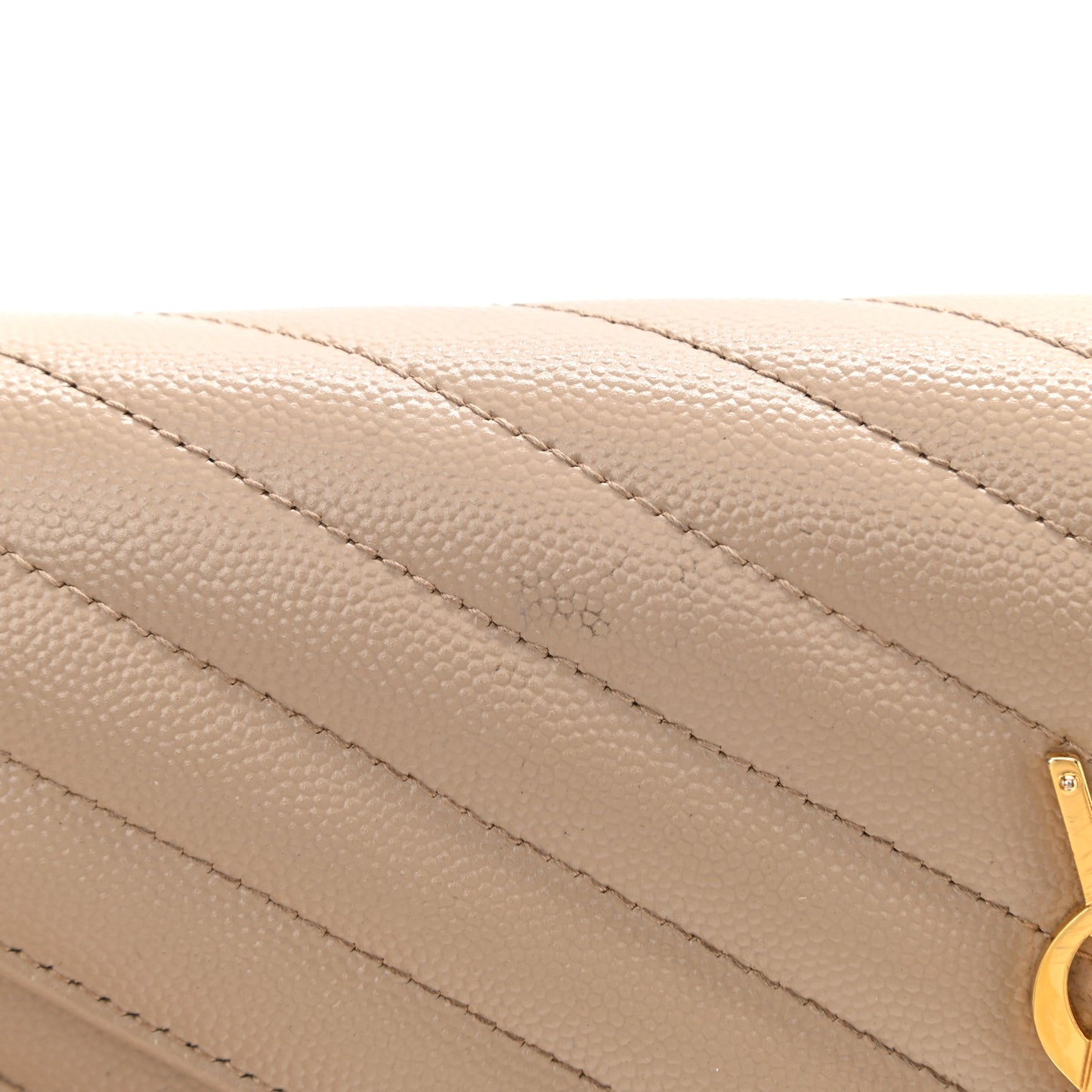 Grain De Poudre Matelasse Chevron Monogram Chain Wallet Deep Beige