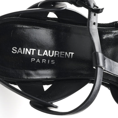 Saint Laurent Calfskin Tribute 95 Platform Espadrille Wedge Sandals 39.5 Black 8 of 9