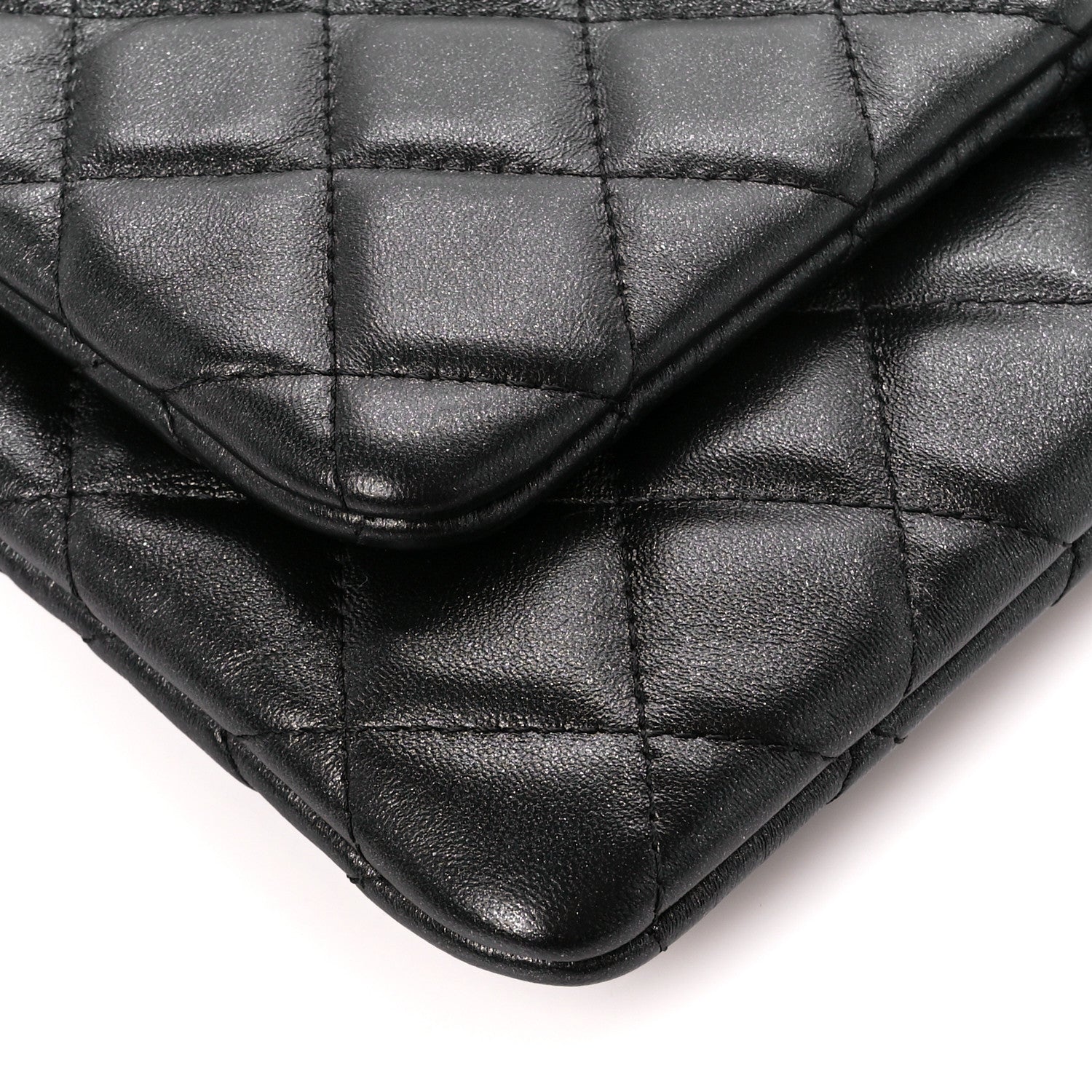 Chanel Shiny Lambskin Quilted Medium Double Case With Strap Black 10 of 11