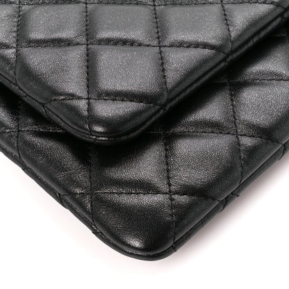 Chanel Shiny Lambskin Quilted Medium Double Case With Strap Black 10 of 11