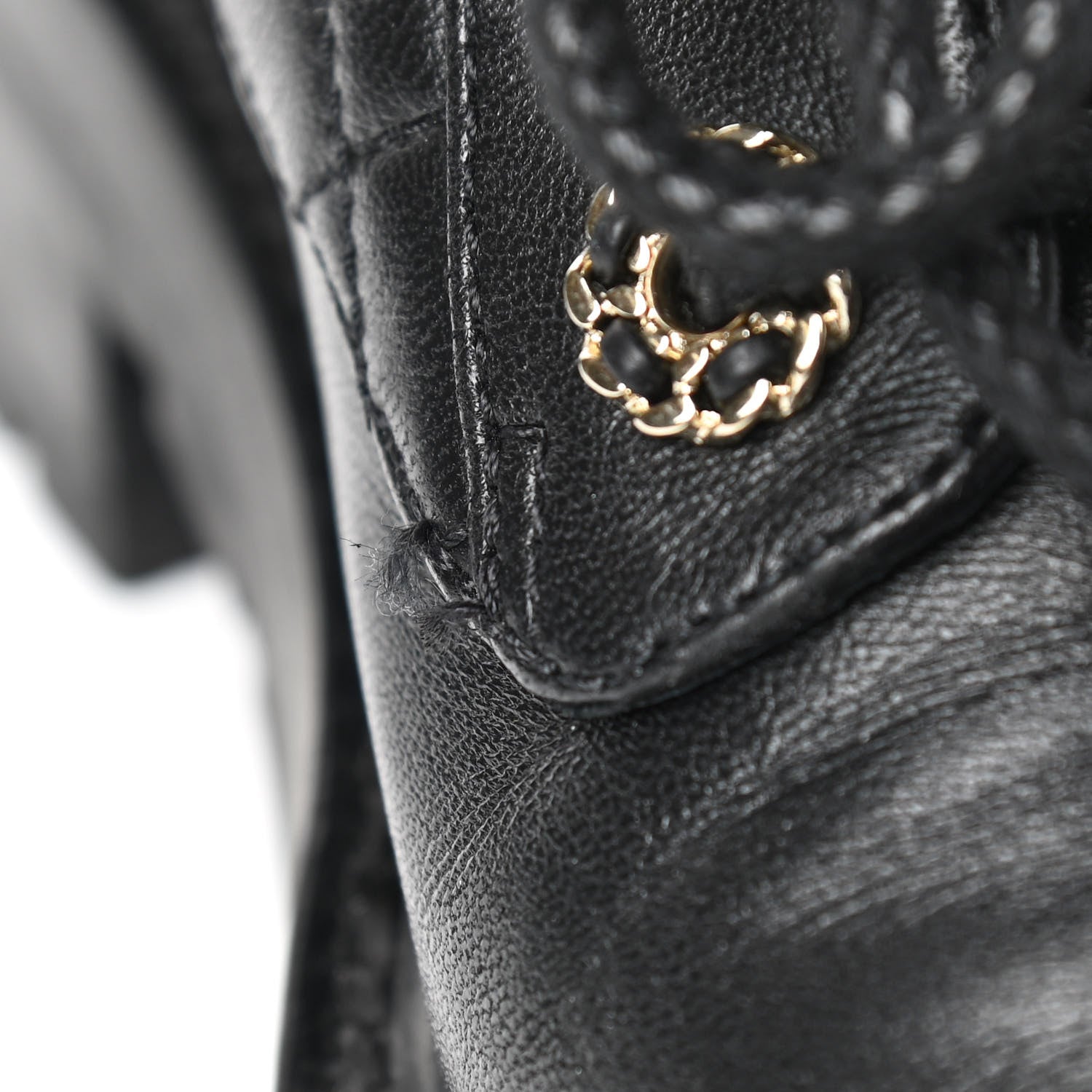 Chanel Shiny Lambskin Quilted Lace Up Combat Boots 35 Black 10 of 11