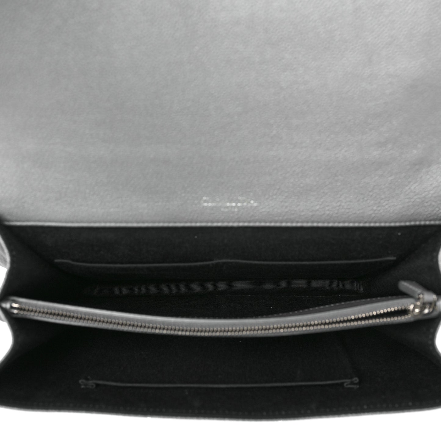 Metallic Grained Calfskin Diorama Satchel Silver
