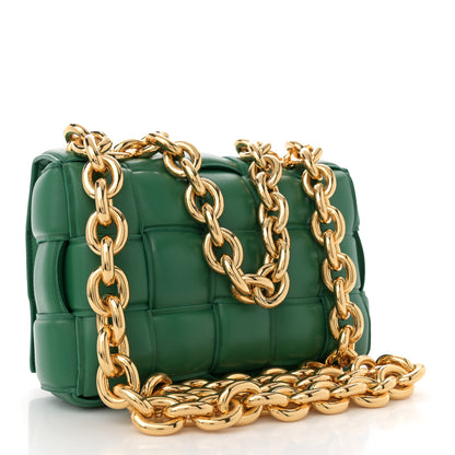 Bottega Veneta Lambskin Maxi Intreccio Padded Chain Cassette Crossbody Bag Racing Green 3 of 9