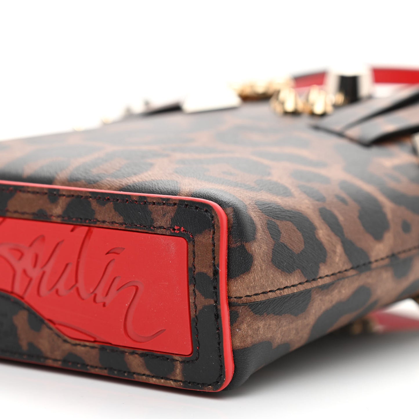 Calfskin Leopard Spike Studded Mini North South Cabata Tote Multicolor