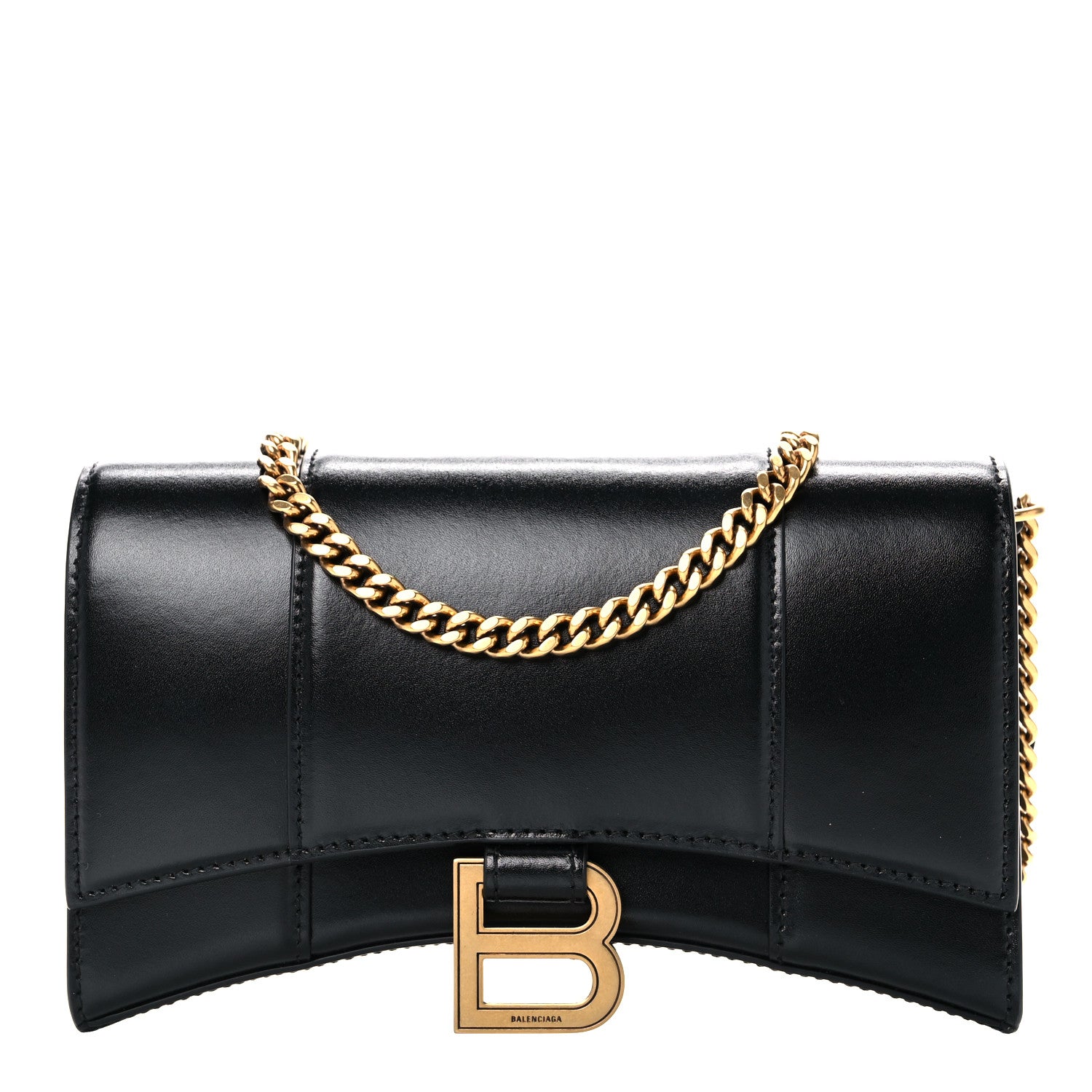 Balenciaga Shiny Box Calfskin Hourglass Chain Bag Black 1 of 9