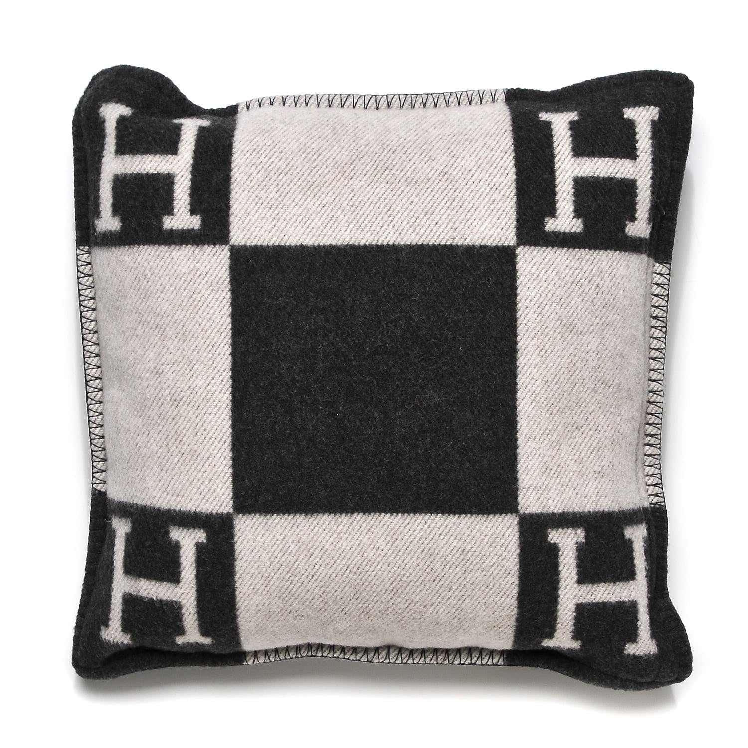 Hermes Wool Cashmere Avalon Pillow PM Ecru Gris Fonce 3 of 5