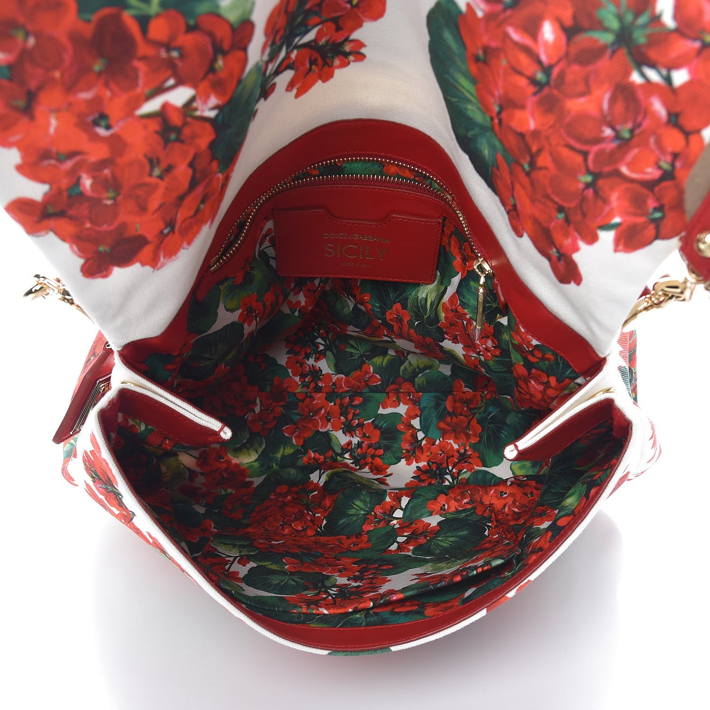 Canvas Court Printed Floral Extra Large Sicily Satchel Red Multicolor