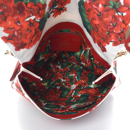 Dolce & Gabbana Canvas Court Printed Floral Extra Large Sicily Satchel Red Multicolor 5 of 11