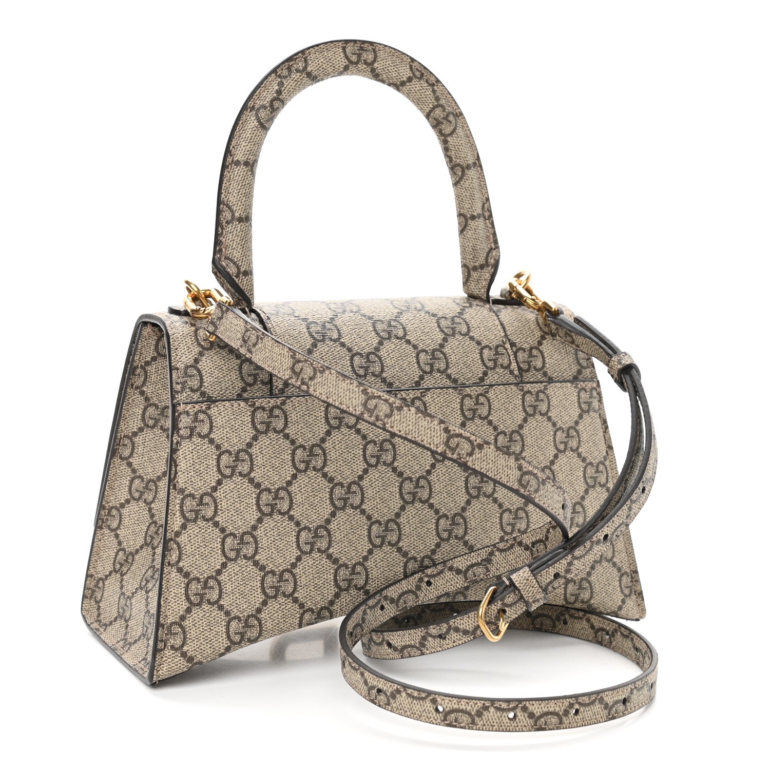 Balenciaga X GUCCI GG Supreme Monogram Small Hourglass Top Handle Bag Beige Ebony 3 of 8
