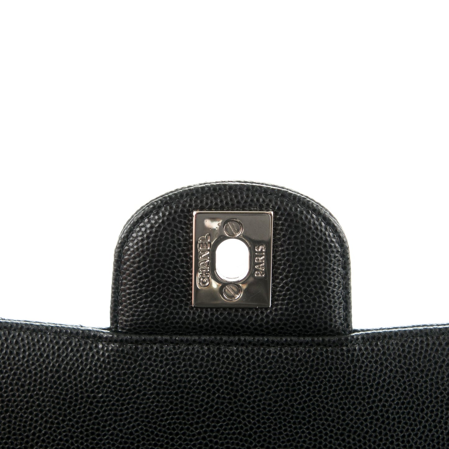Caviar Chevron Quilted Mini Square Flap Black