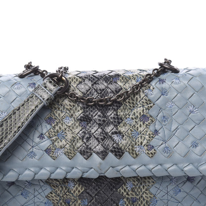 Bottega Veneta Nappa Ayers Embroidered Intrecciato Baby Olimpia Shoulder Bag Arctic 15 of 17