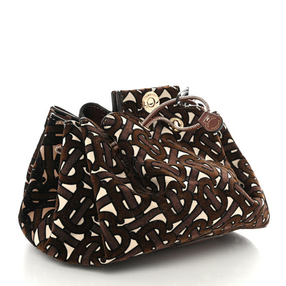 Burberry Velvet TB Mini Chignon Bucket Pouch Camel Buttermilk 3 of 10