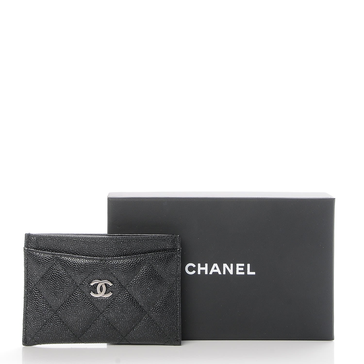 Chanel Metallic Caviar Quilted Card Holder Black 9 of 9
