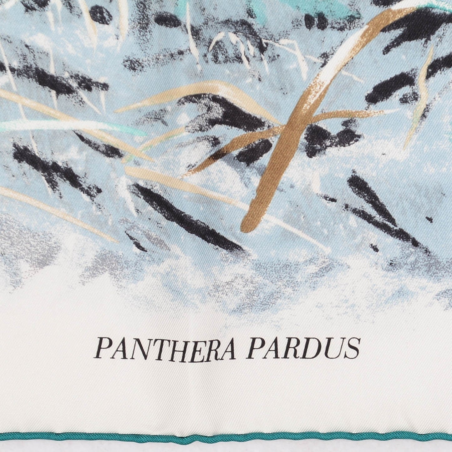 Silk Panthera Pardus Scarf 90 Blanc Anthracite Vert