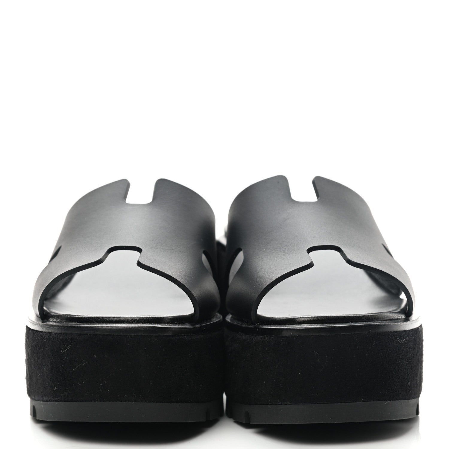 Hermes Calfskin Suede Eze 30 Sandals 36 Black 2 of 9