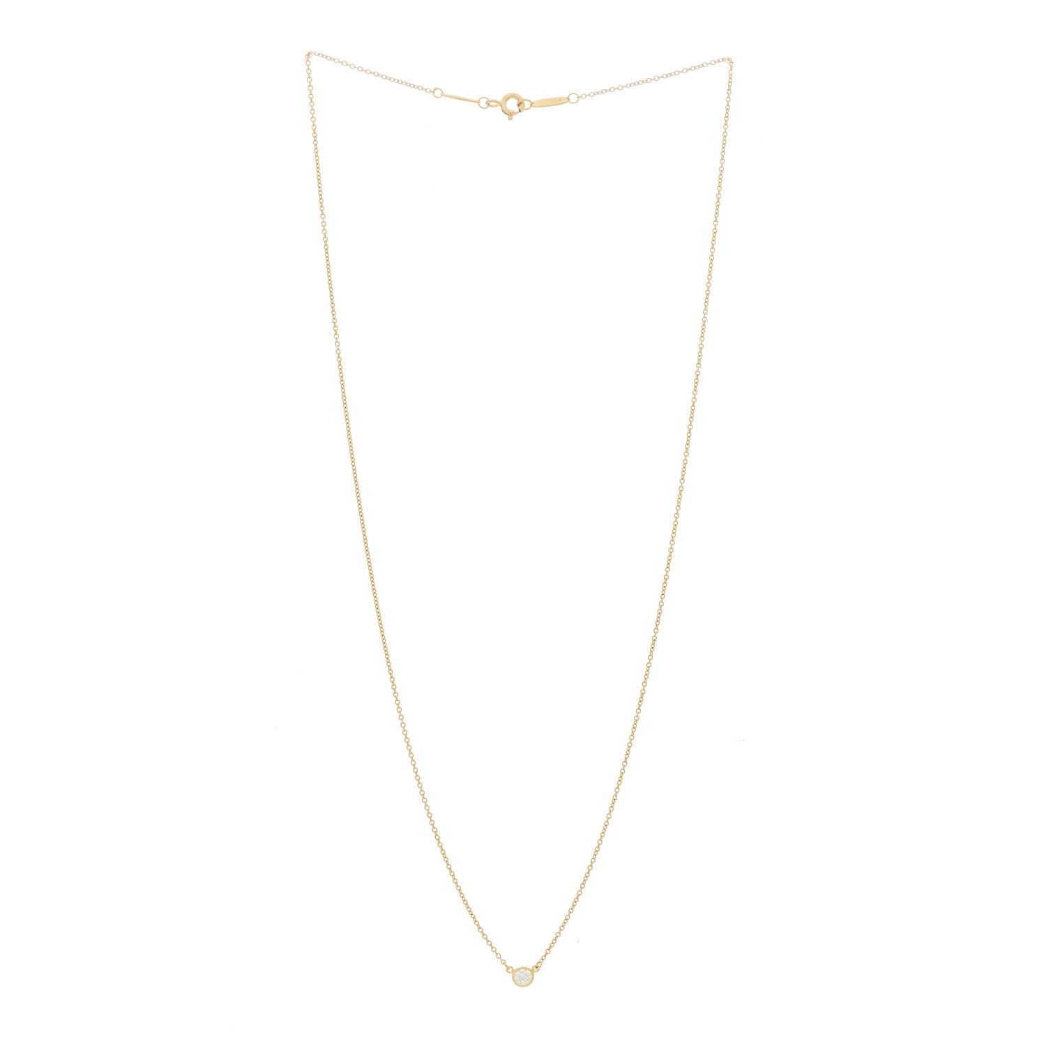 Tiffany 18K Yellow Gold Diamond .14ct Elsa Peretti Diamonds by the Yard Pendant Necklace 3 of 5