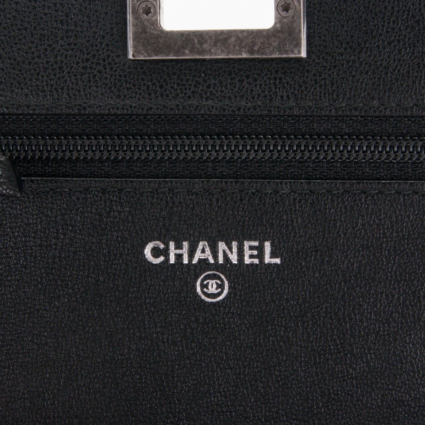 Studded Sheepskin Quilted Chevron Reissue Wallet On Chain WOC Black