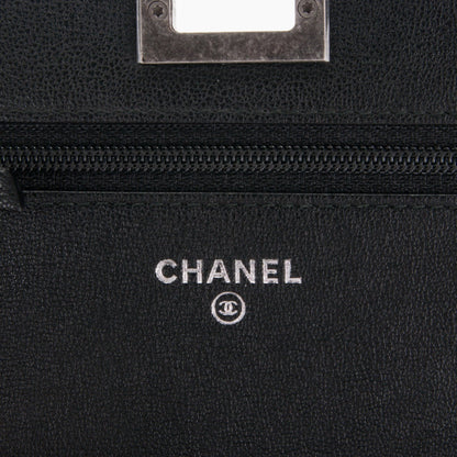 Chanel Studded Sheepskin Quilted Chevron Reissue Wallet On Chain WOC Black 6 of 8