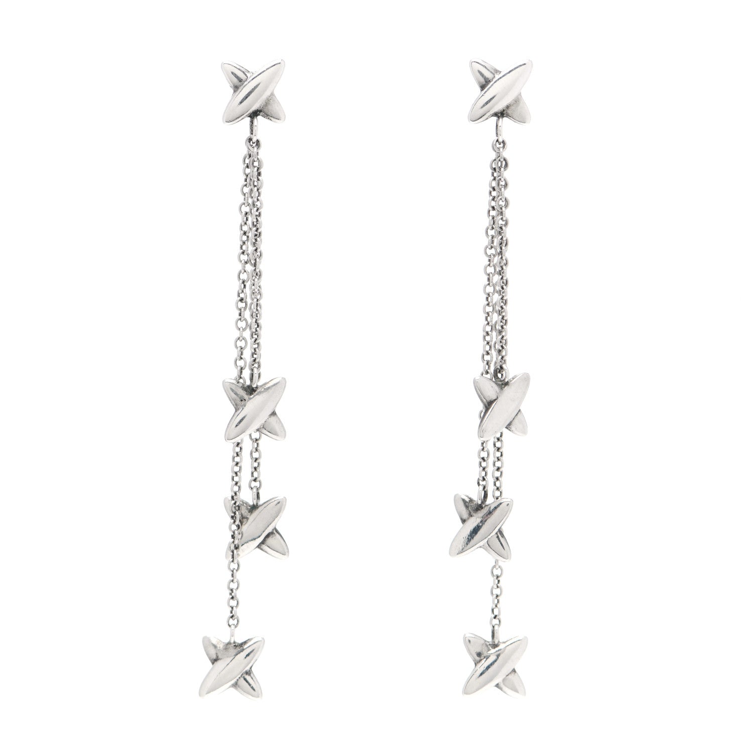 Tiffany Sterling Silver Paloma Picasso Graffiti X Drop Earrings 1 of 3