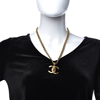 Chanel Chain Link CC Turn Lock Pendant Necklace Gold 2 of 5