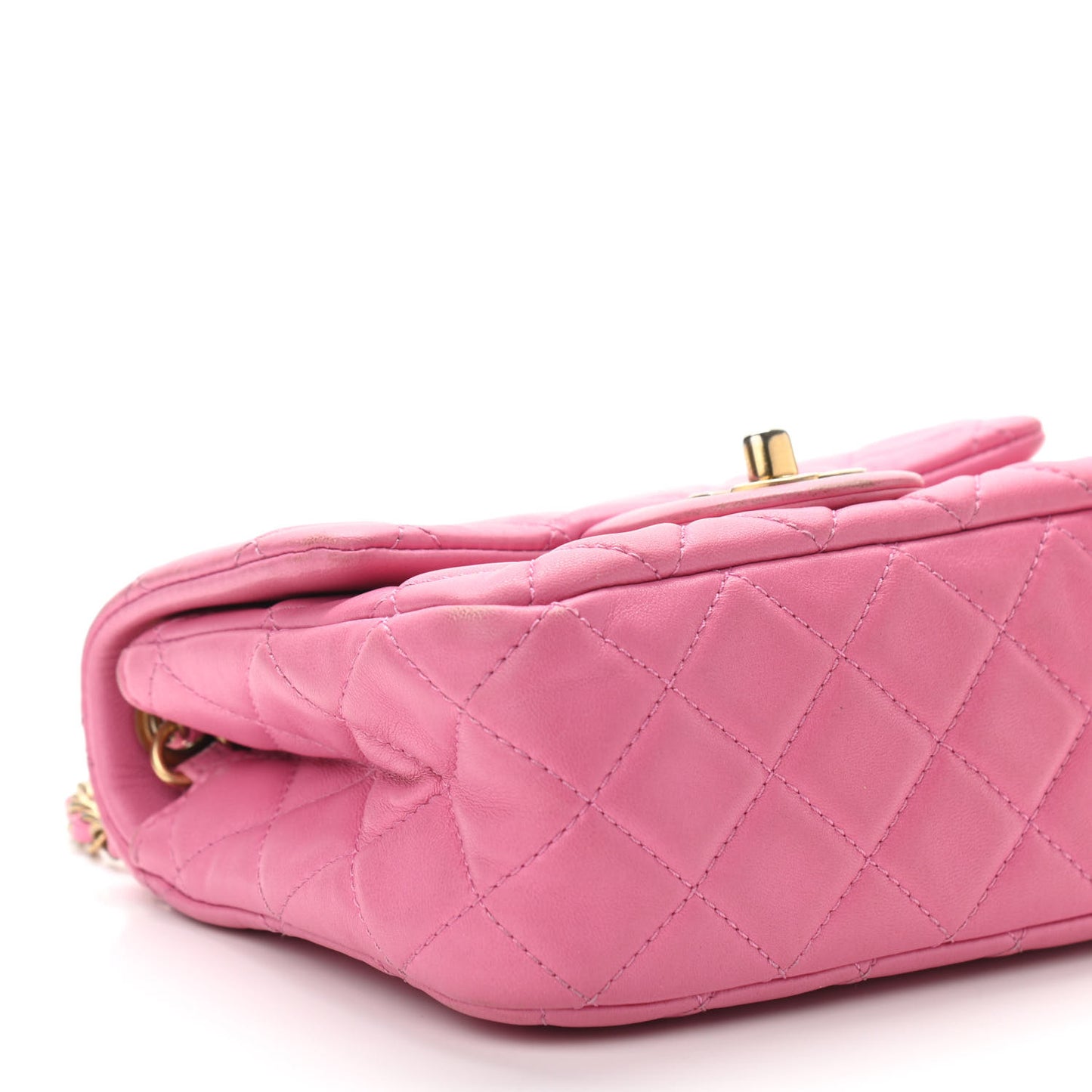 Lambskin Quilted Mini Pearl Crush Flap Pink