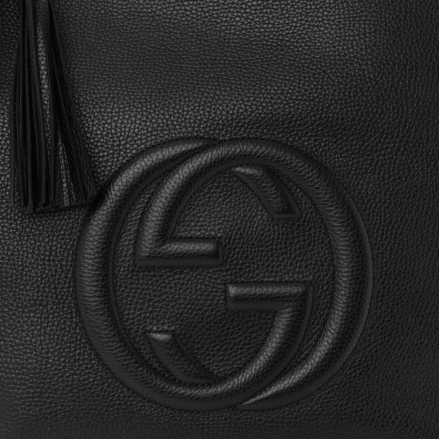 Pebbled Calfskin Large Soho Hobo Black