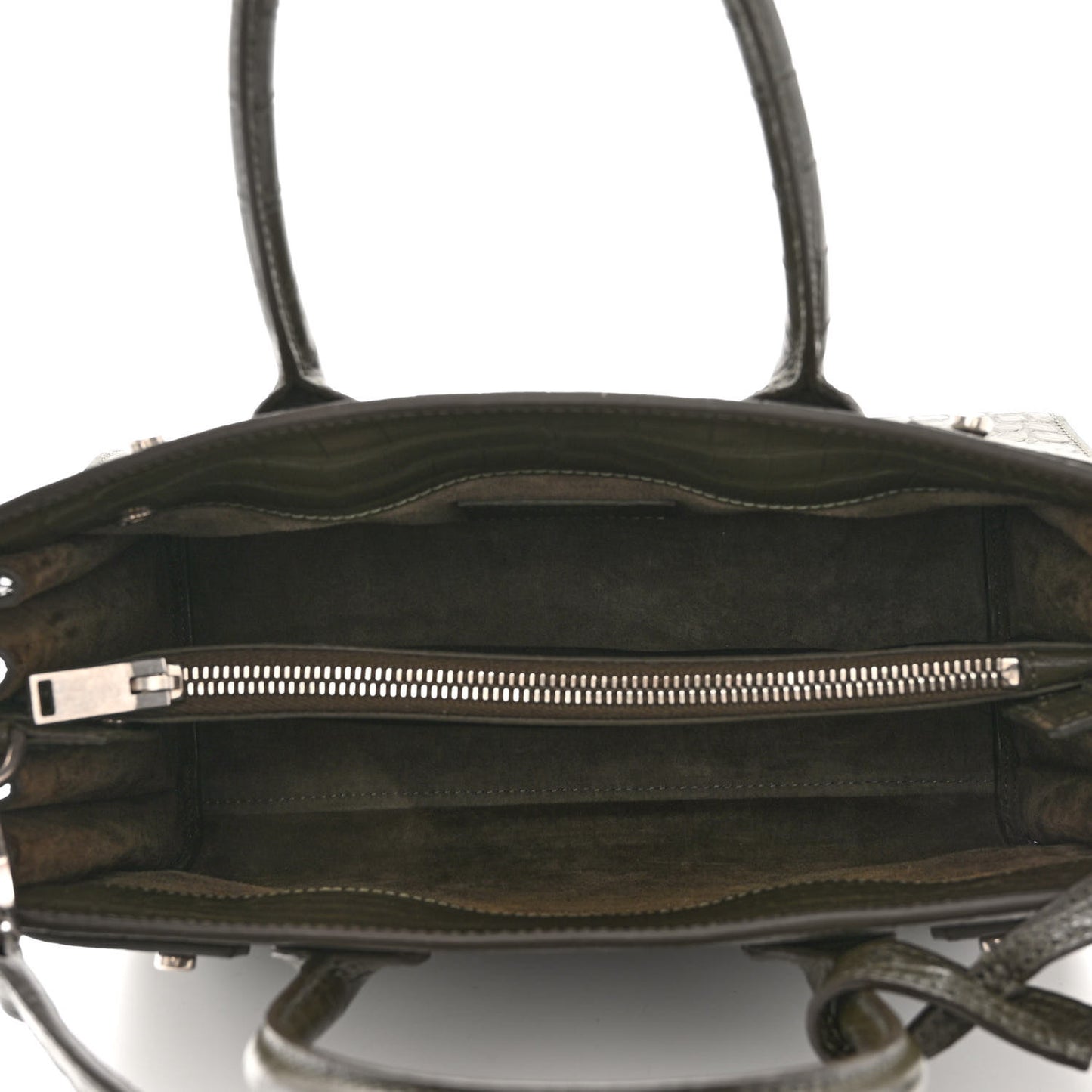 Calfskin Crocodile Embossed Baby Supple Sac De Jour Dark Leaf