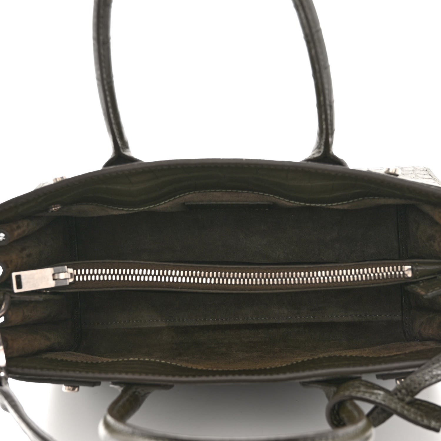 Saint Laurent Calfskin Crocodile Embossed Baby Supple Sac De Jour Dark Leaf 5 of 9