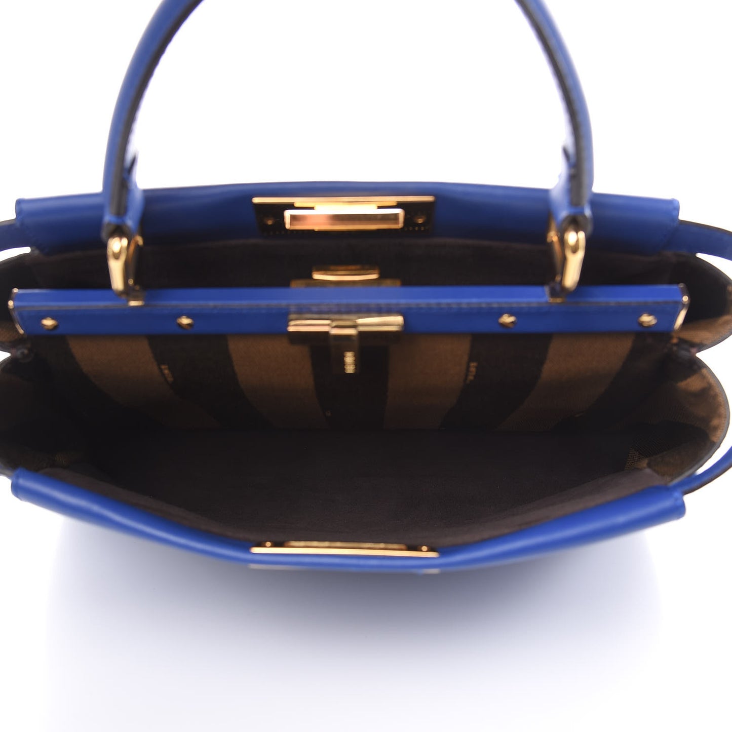 Vitello Morgan Fabric Jacquard Pequin Medium Peekaboo Iconic Satchel Blue Neon Tobacco