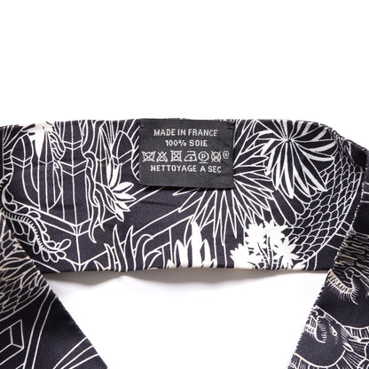 Hermes Silk Animapolis Twilly Black White 4 of 4