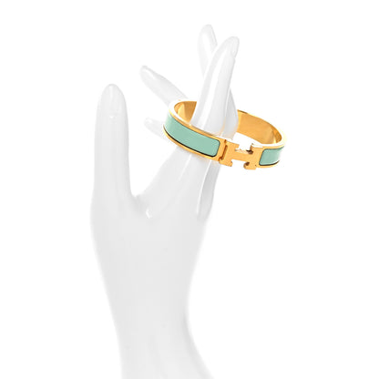 Hermes Enamel Narrow Clic Clac H Bracelet PM Aqua 5 of 12