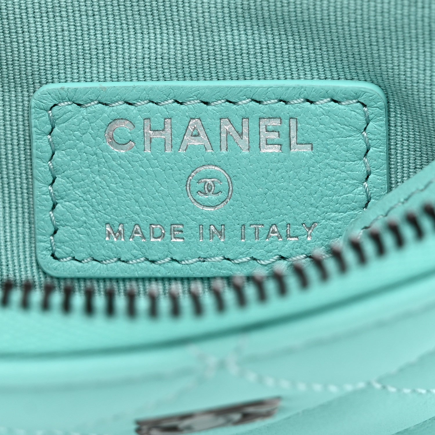 Chanel Lambskin Quilted Small Cosmetic Case Turquoise 6 of 8
