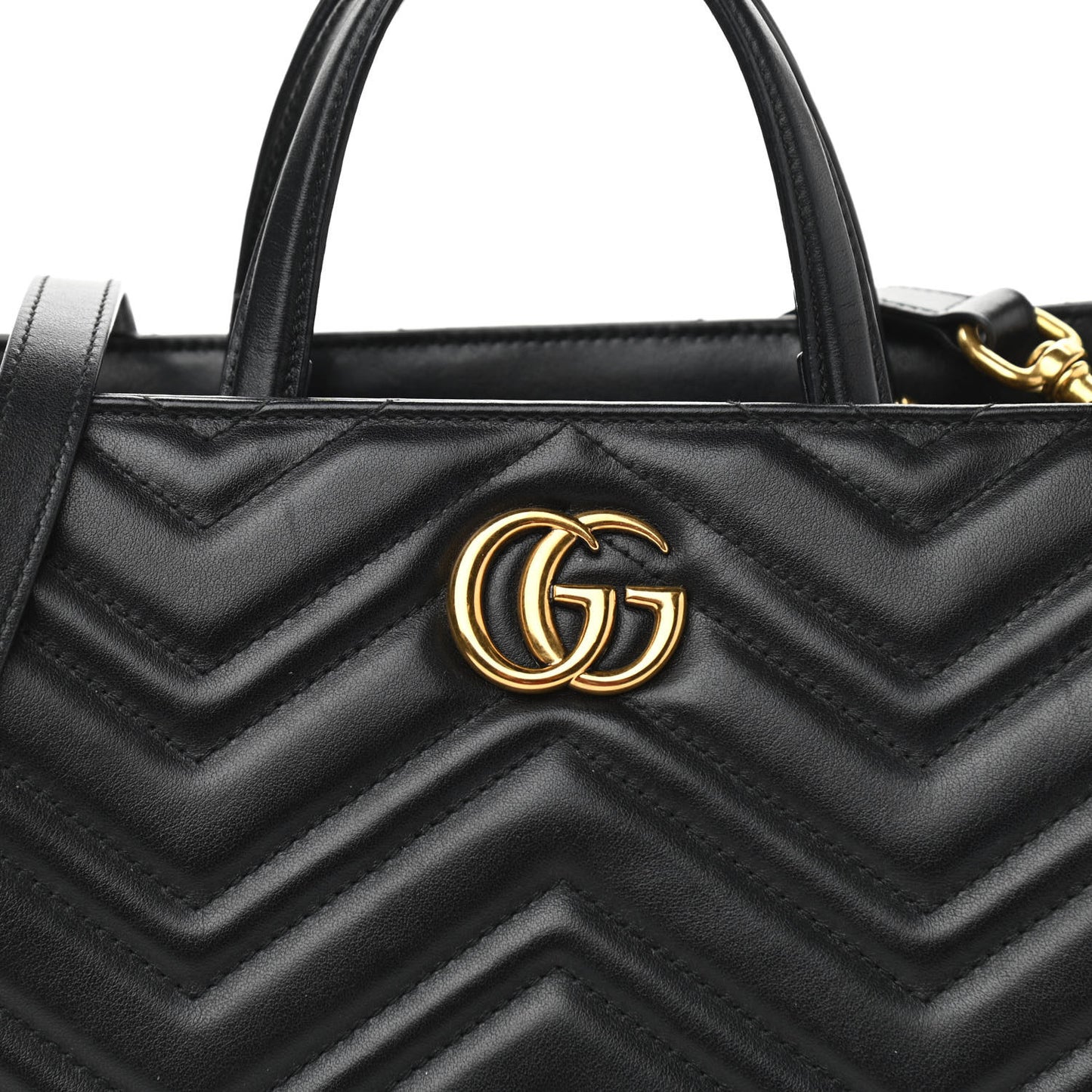 Calfskin Matelasse Small GG Marmont Tote Black