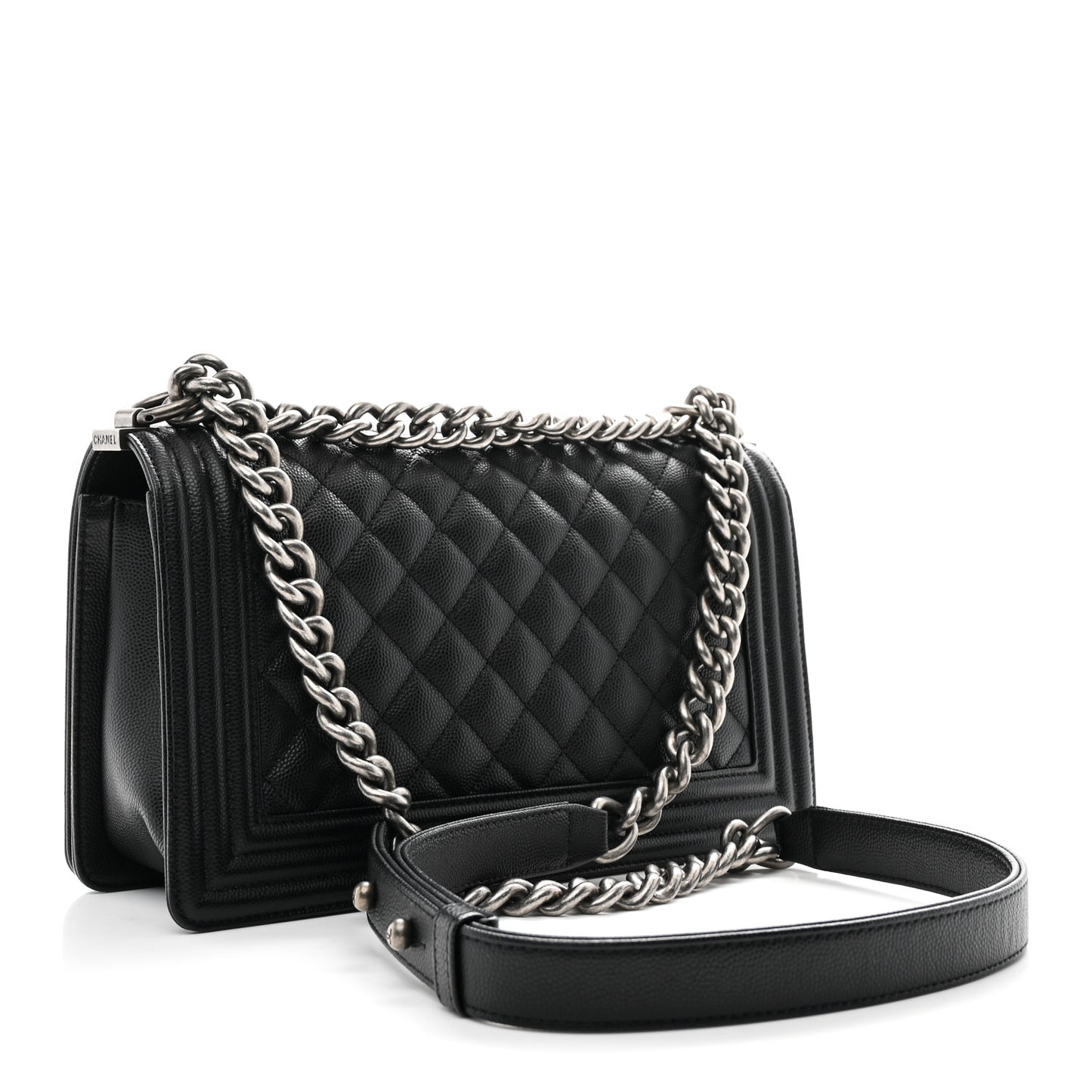 Caviar Quilted Medium Boy Flap Black