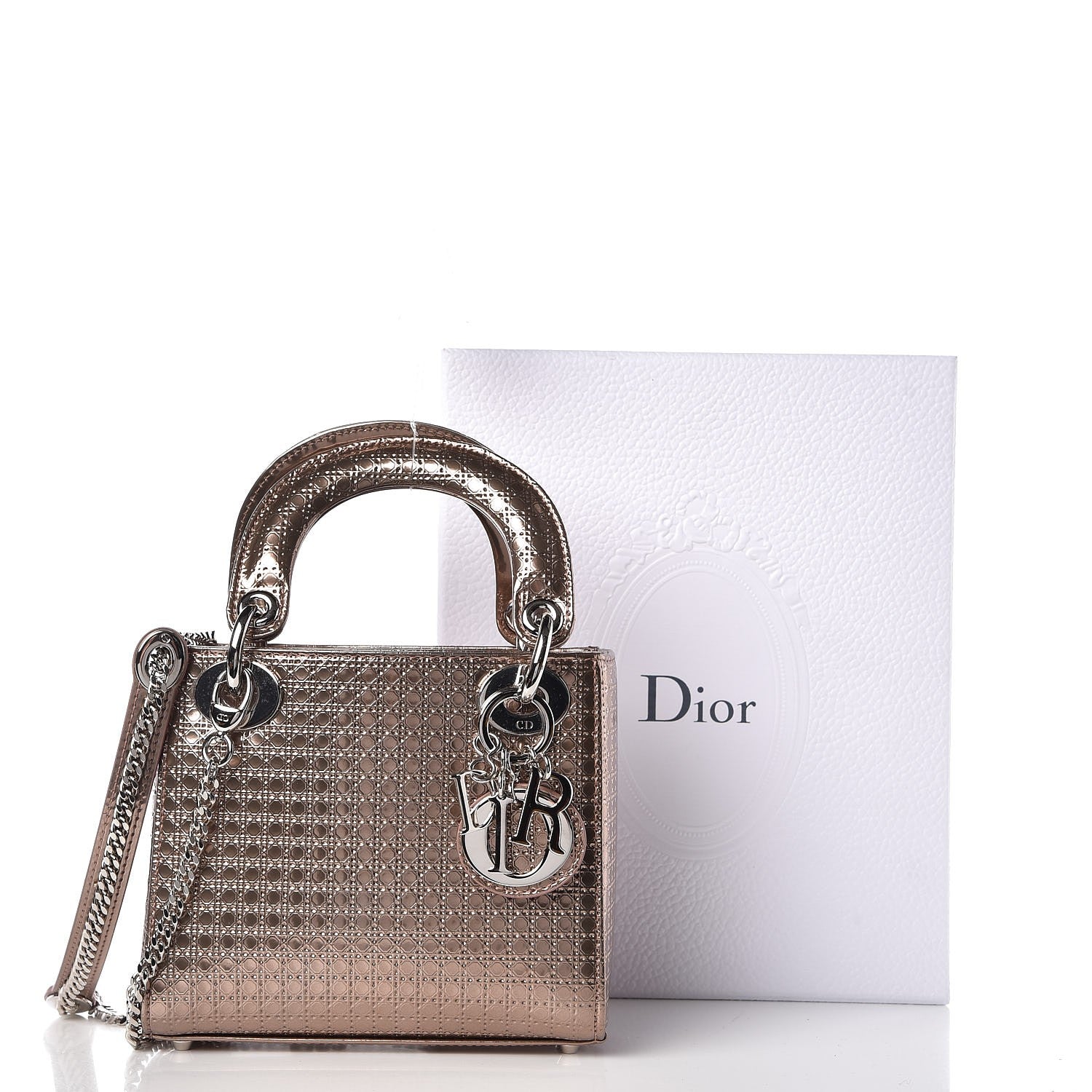 Christian Dior Metallic Patent Micro-Cannage Mini Lady Dior Hyper Pink 9 of 9