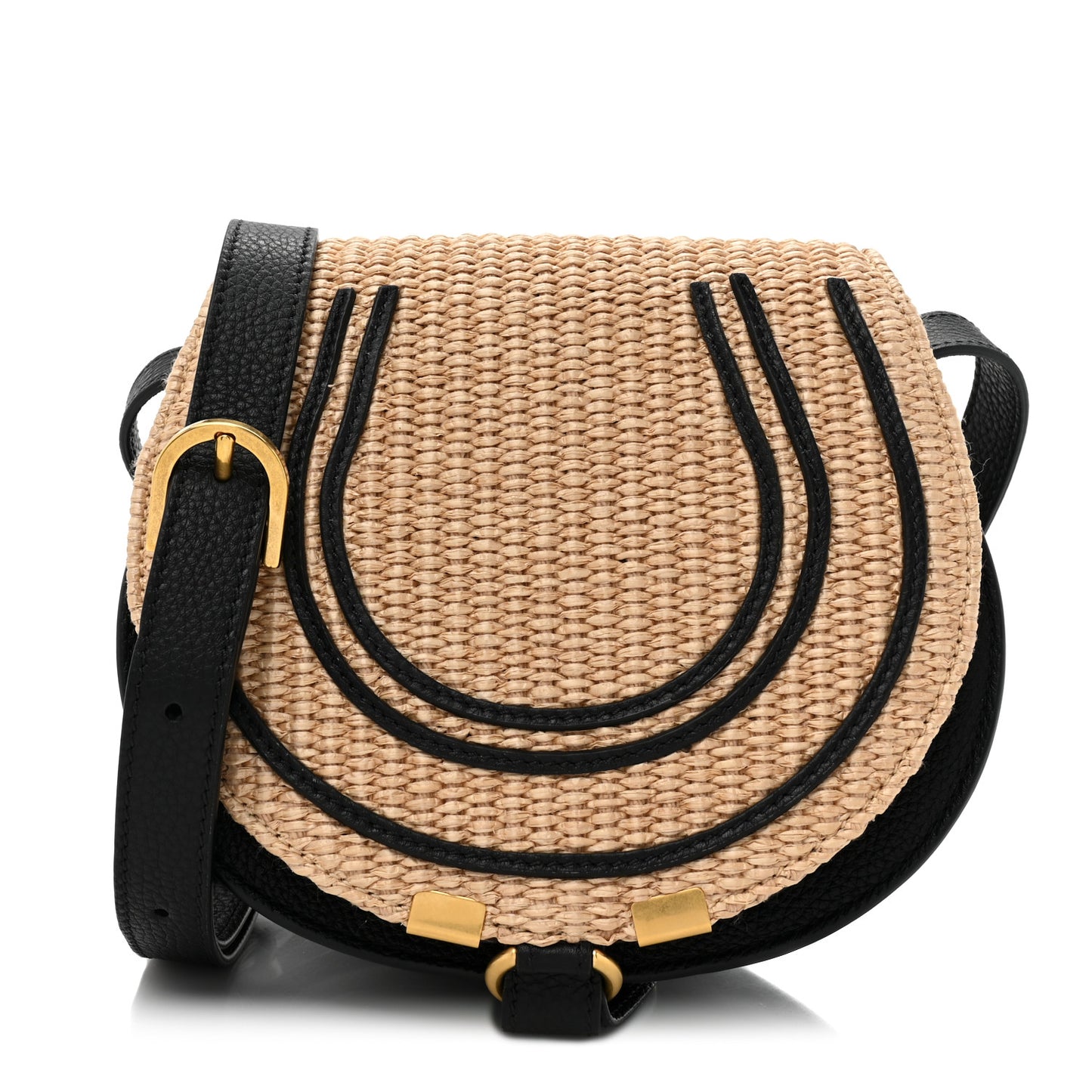 Raffia Calfskin Marcie Small Marcie Round Crossbody Bag Hot Sand