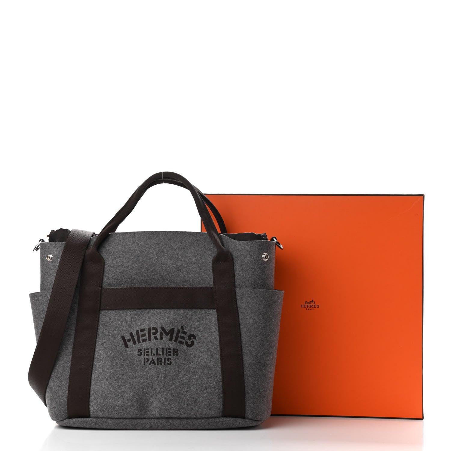 Hermes Felt Sac De Pansage Groom Bag Acier 13 of 13