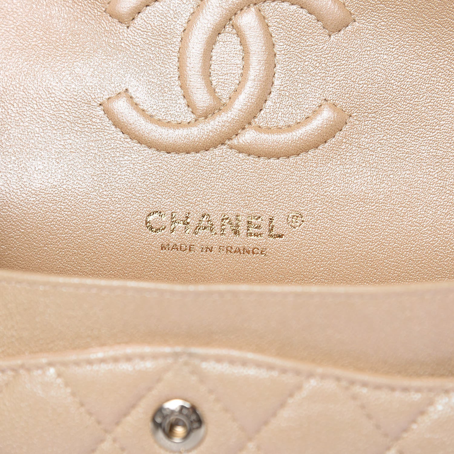 Chanel Iridescent Caviar Quilted Small Double Flap Beige 6 of 9